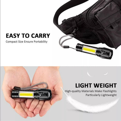 USB Rechargeable Mini Torch Flash Light Super Bright Pocket COB waterproof with 3 Modes Adjustable