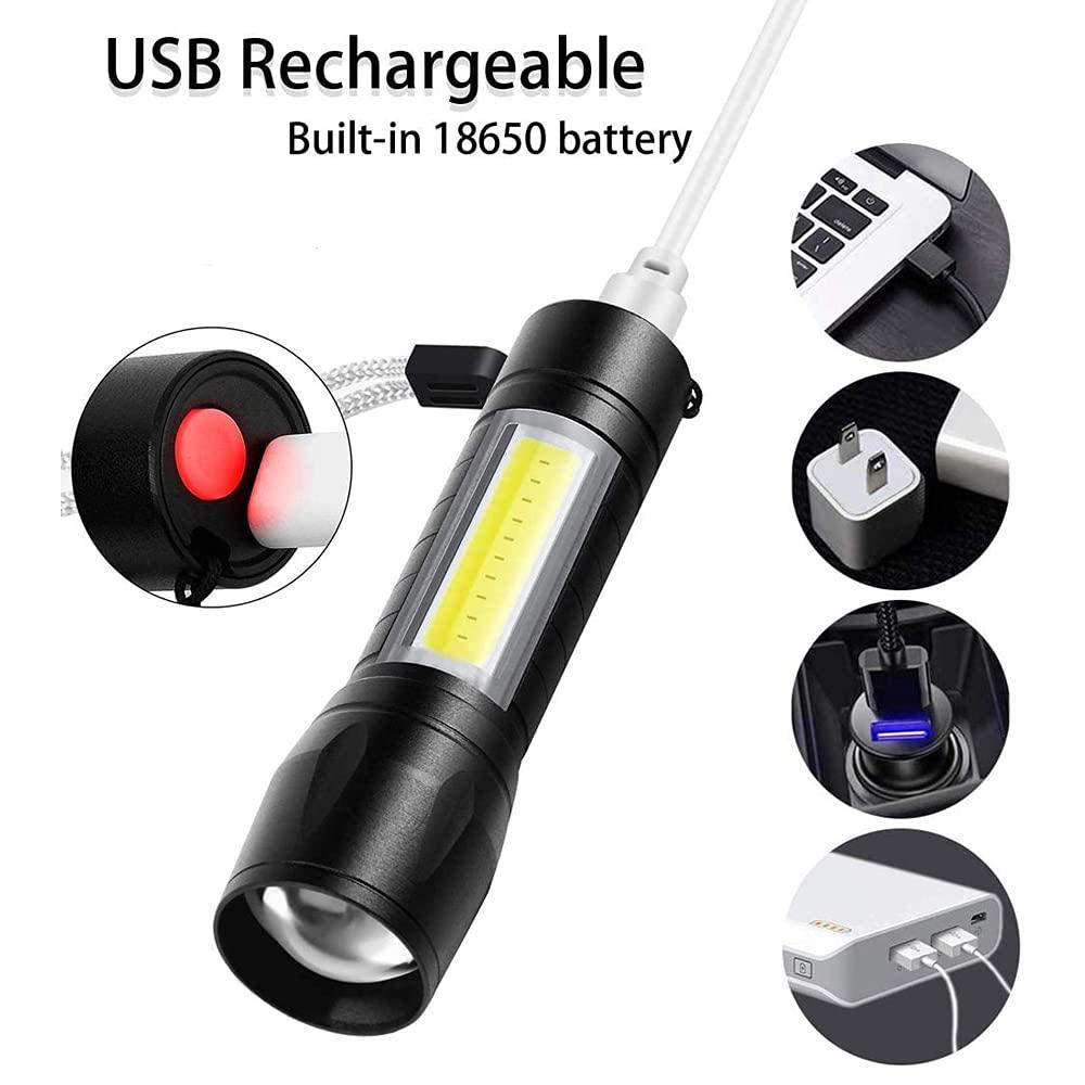 USB Rechargeable Mini Torch Flash Light Super Bright Pocket COB waterproof with 3 Modes Adjustable