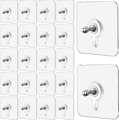 Self Adhesive Wall Screws Hook Hanging Nails, Heavy duty. No-Drilling Waterproof Screw Free Stickers, for Kitchen Bathroom Bedroom Living Room 10 Pcs