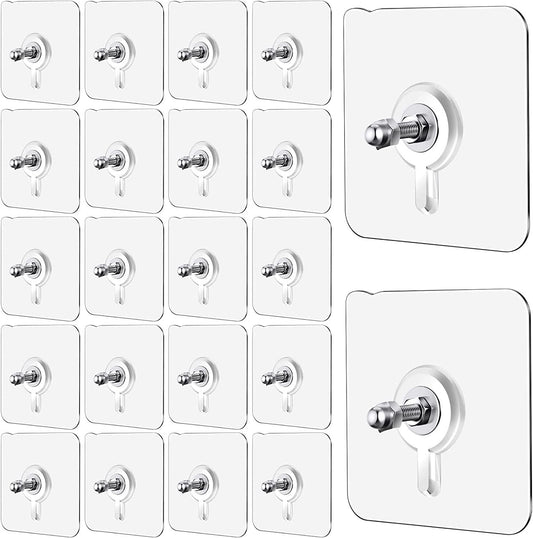 Self Adhesive Wall Screws Hook Hanging Nails, Heavy duty. No-Drilling Waterproof Screw Free Stickers, for Kitchen Bathroom Bedroom Living Room 10 Pcs